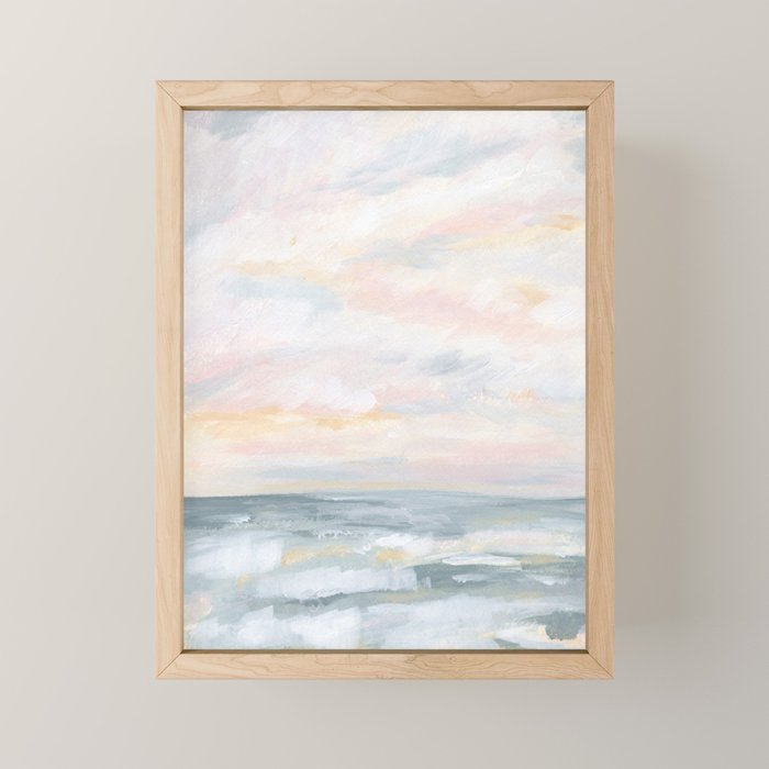 You Are My Sunshine - Gray Pastel Ocean Seascape Mini Art Print Gallery Image 1