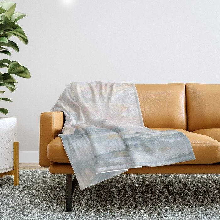 You Are My Sunshine - Gray Pastel Ocean Seascape Throw Blanket Gallery Image 1