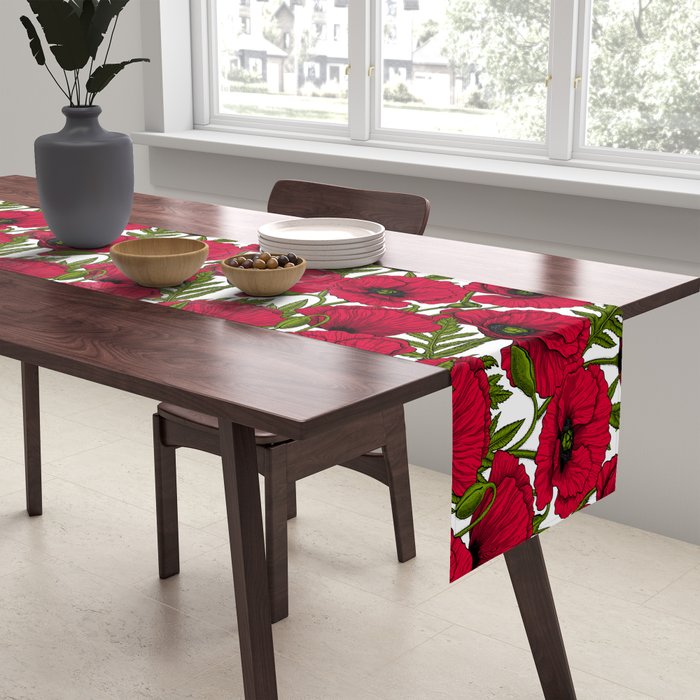 Red Poppy garden 2 Table Runner Gallery Image 2