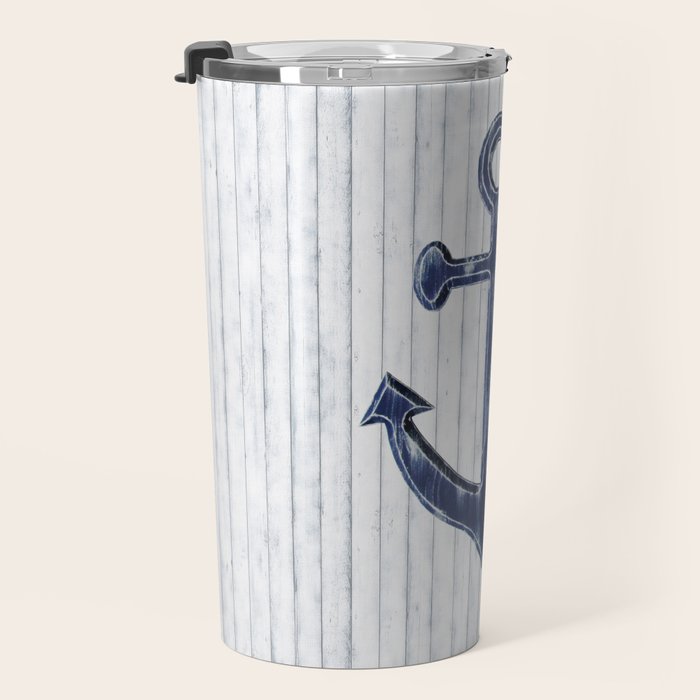 Rustic Anchor in navy blue Travel Mug Gallery Image 3