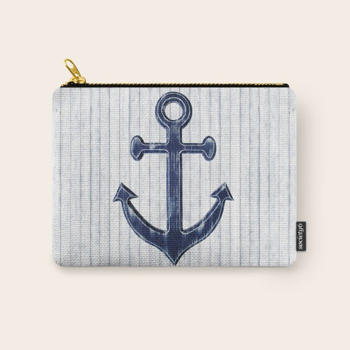 Rustic Anchor in navy blue Carry All Pouch Gallery Image 1