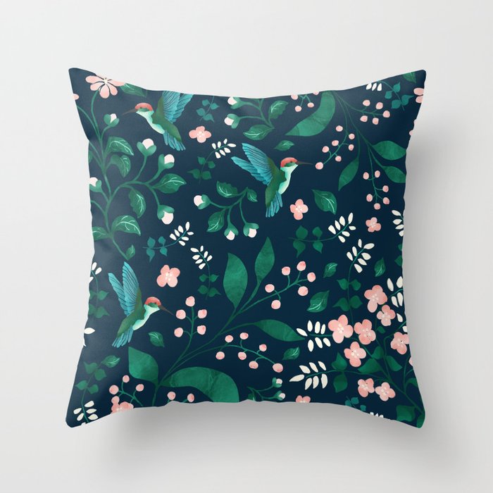 Humming Bird Garden I Throw Pillow Gallery Image 1