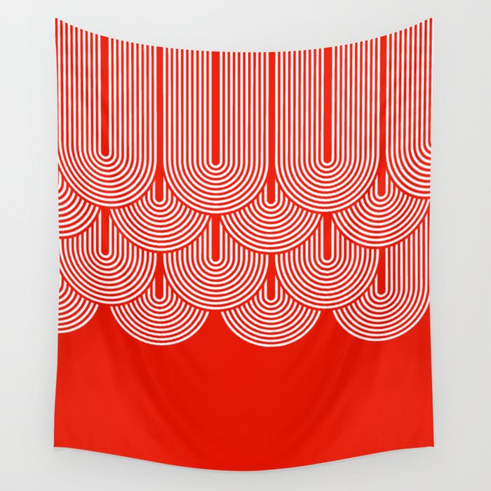 Red shapes pattern Wall Tapestry Gallery Image 1