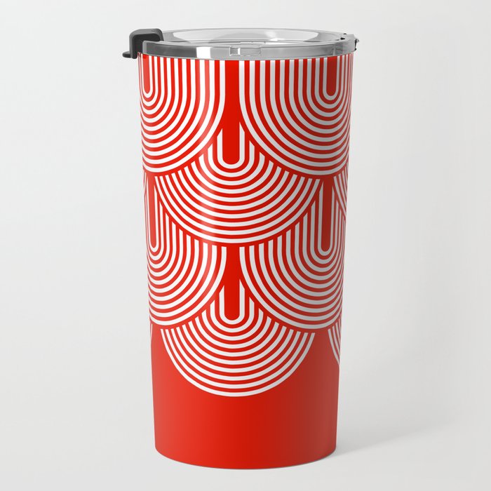 Red shapes pattern Travel Mug Gallery Image 3
