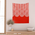 Red shapes pattern Wall Tapestry Gallery Image 2