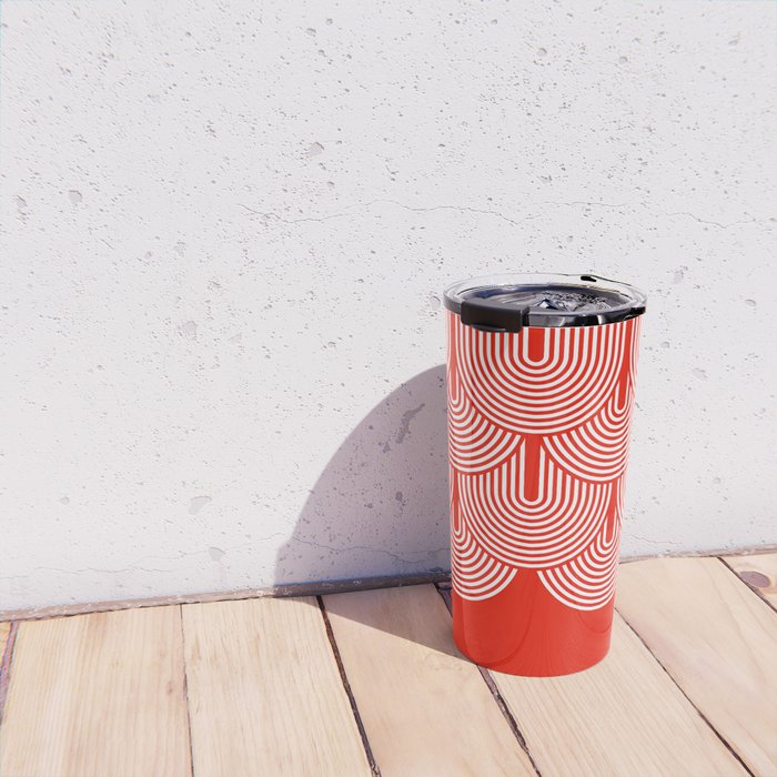 Red shapes pattern Travel Mug Gallery Image 4