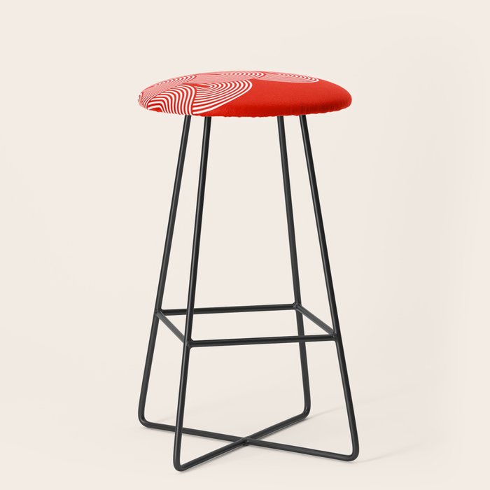 Red shapes pattern Stool Gallery Image 1