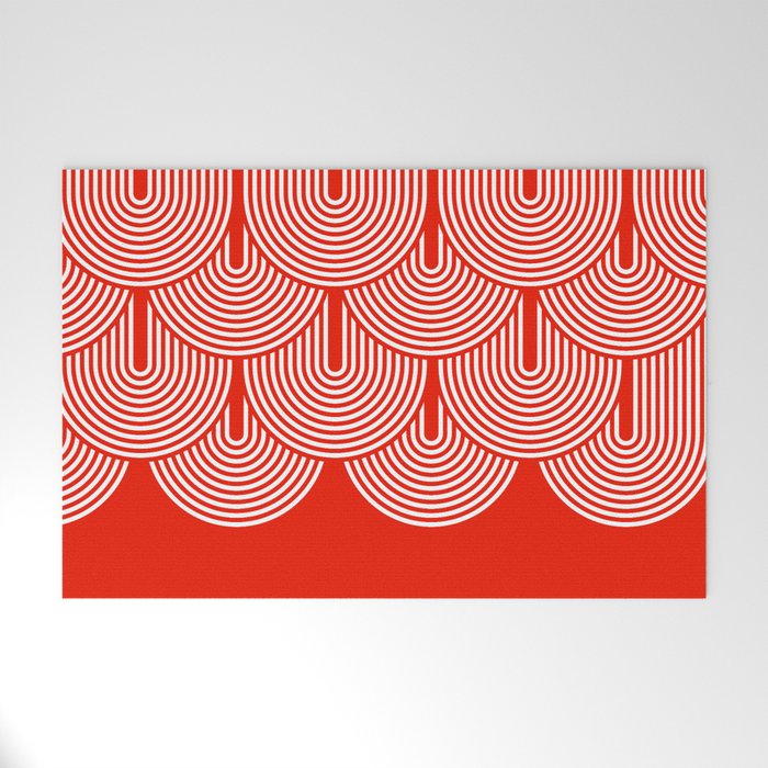 Red shapes pattern Welcome Mat Gallery Image 1