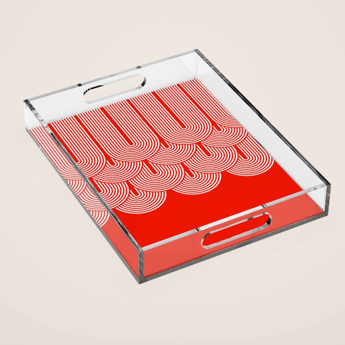 Red shapes pattern Acrylic Tray Gallery Image 1
