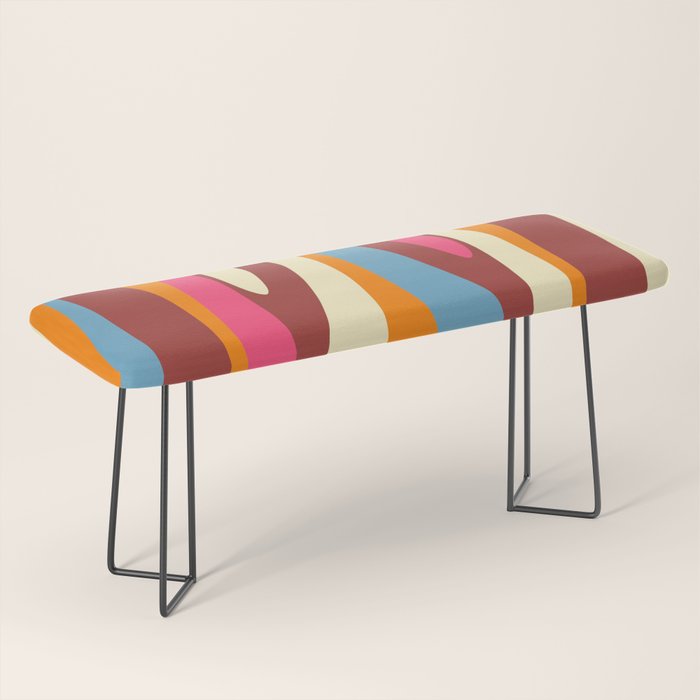 Bold Eclectic Abstract Wild Stripes Pattern Bench Gallery Image 1