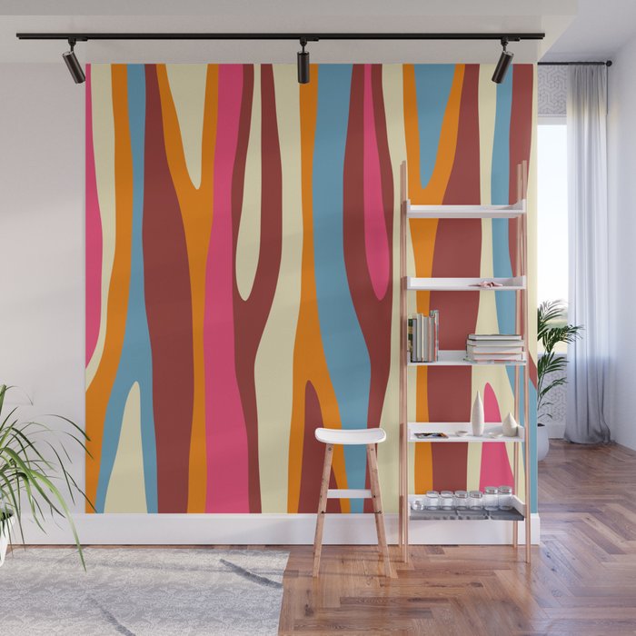Bold Eclectic Abstract Wild Stripes Pattern Wall Mural Gallery Image 1