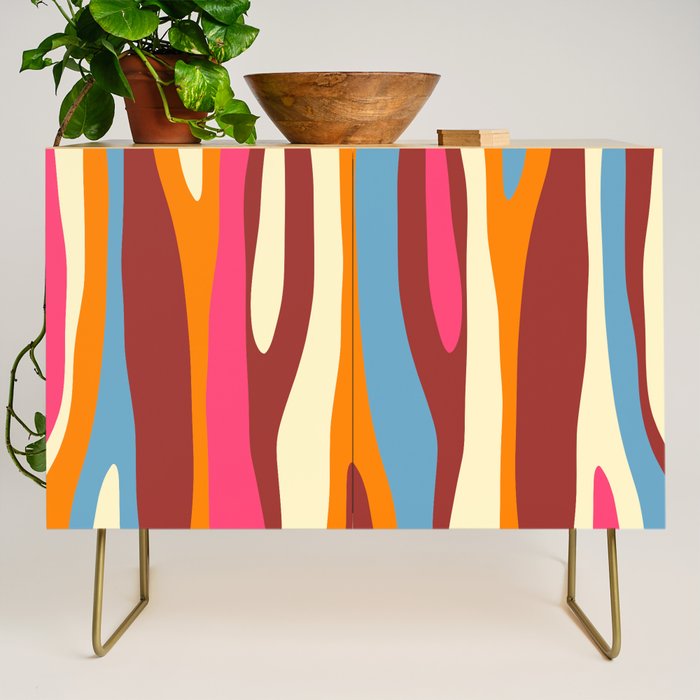 Bold Eclectic Abstract Wild Stripes Pattern Credenza Gallery Image 1