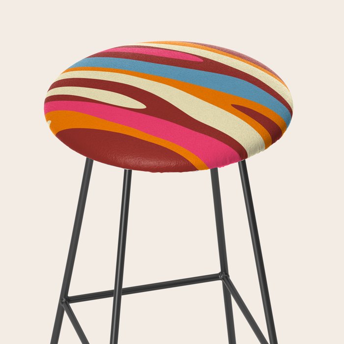 Bold Eclectic Abstract Wild Stripes Pattern Stool Gallery Image 2