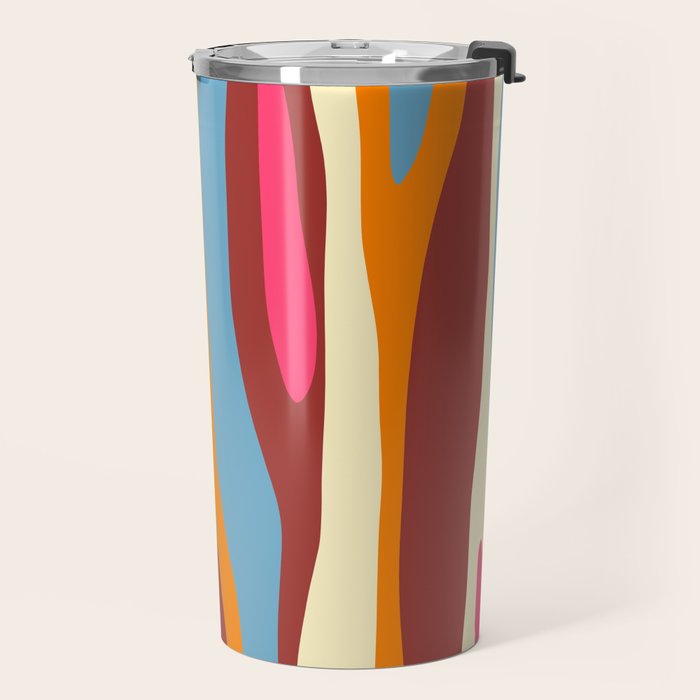 Bold Eclectic Abstract Wild Stripes Pattern Travel Mug Gallery Image 2