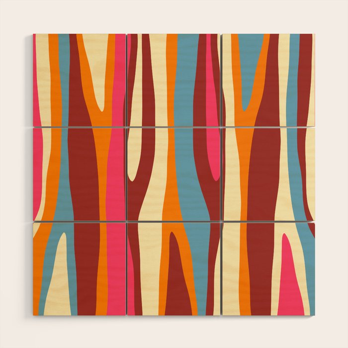 Bold Eclectic Abstract Wild Stripes Pattern Wood Wall Art Gallery Image 1