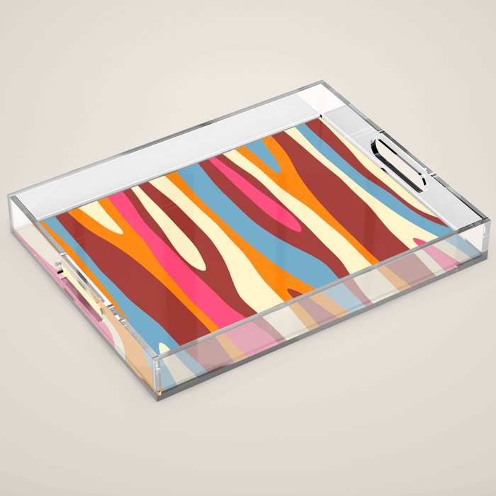 Bold Eclectic Abstract Wild Stripes Pattern Acrylic Tray Gallery Image 1