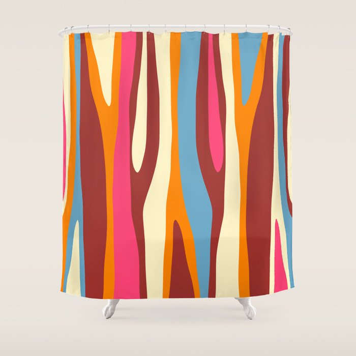 Bold Eclectic Abstract Wild Stripes Pattern Shower Curtain Gallery Image 1