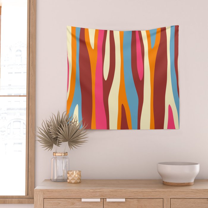 Bold Eclectic Abstract Wild Stripes Pattern Wall Tapestry Gallery Image 2