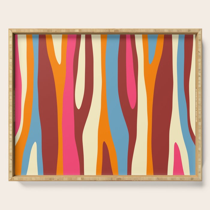 Bold Eclectic Abstract Wild Stripes Pattern Serving Tray Gallery Image 1