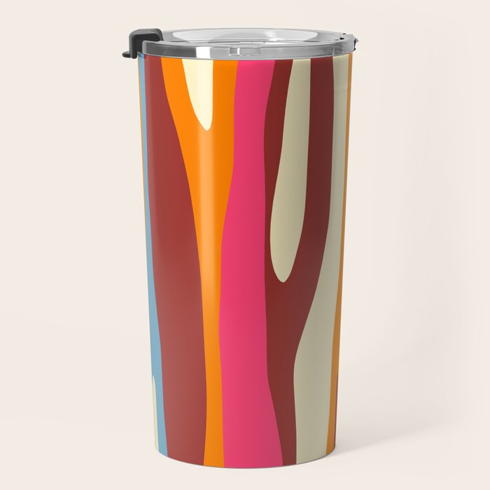 Bold Eclectic Abstract Wild Stripes Pattern Travel Mug Gallery Image 3
