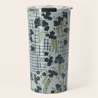 Blue floral with checks Travel Mug Gallery Image 1