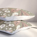 Sage Green and Mocha Mousse Vintage Floral Pattern Pillow Sham Gallery Image 3