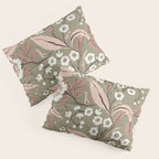 Sage Green and Mocha Mousse Vintage Floral Pattern Pillow Sham Gallery Image 3