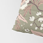 Sage Green and Mocha Mousse Vintage Floral Pattern Pillow Sham Gallery Image 4