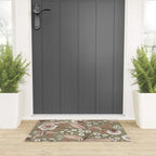 Sage Green and Mocha Mousse Vintage Floral Pattern Welcome Mat Gallery Image 3