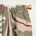 Sage Green and Mocha Mousse Vintage Floral Pattern Window Curtain Gallery Image 2