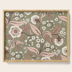 Sage Green and Mocha Mousse Vintage Floral Pattern Serving Tray Gallery Image 1