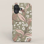 Sage Green and Mocha Mousse Vintage Floral Pattern iPhone Case Gallery Image 1