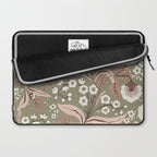 Sage Green and Mocha Mousse Vintage Floral Pattern Laptop Sleeve Gallery Image 2