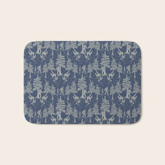 Navy Blue Bigfoot & Friends Bath Mat Gallery Image 1