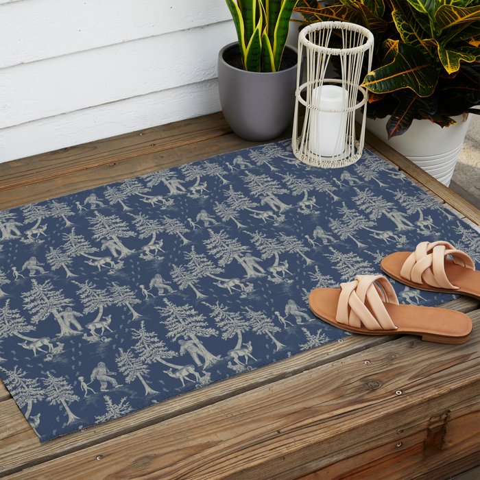 Navy Blue Bigfoot & Friends Outdoor Rug Gallery Image 2