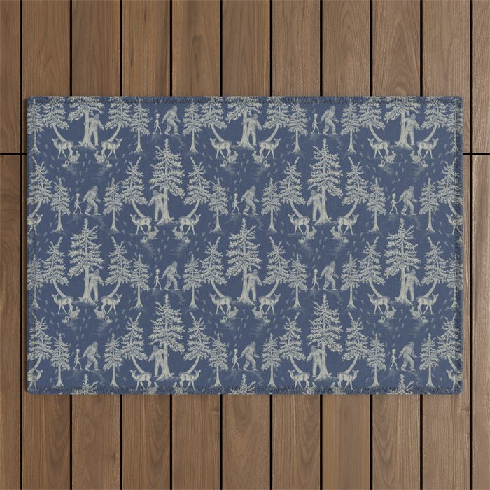 Navy Blue Bigfoot & Friends Outdoor Rug Gallery Image 1