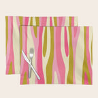 Abstract Wild Stripes Pattern in Pink and Olive Yellow Placemat Gallery Image 1