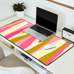 Abstract Wild Stripes Pattern in Pink and Olive Yellow Desk Mat Gallery Image 2