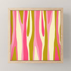 Abstract Wild Stripes Pattern in Pink and Olive Yellow Mini Art Print Gallery Image 1