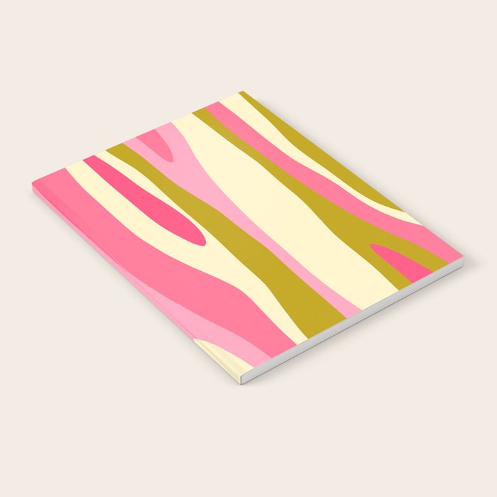 Abstract Wild Stripes Pattern in Pink and Olive Yellow Notebook Gallery Image 2