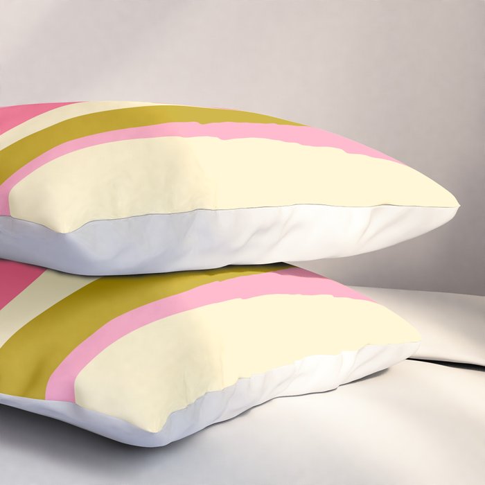 Abstract Wild Stripes Pattern in Pink and Olive Yellow Pillow Sham Gallery Image 3