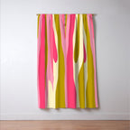 Abstract Wild Stripes Pattern in Pink and Olive Yellow Window Curtain Gallery Image 3