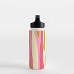 Abstract Wild Stripes Pattern in Pink and Olive Yellow Water Bottle Gallery Image 3