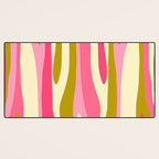 Abstract Wild Stripes Pattern in Pink and Olive Yellow Desk Mat Gallery Image 3