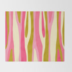 Abstract Wild Stripes Pattern in Pink and Olive Yellow Throw Blanket Gallery Image 2