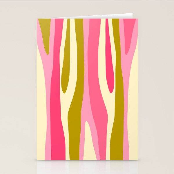 Abstract Wild Stripes Pattern in Pink and Olive Yellow Stationery Card Gallery Image 2