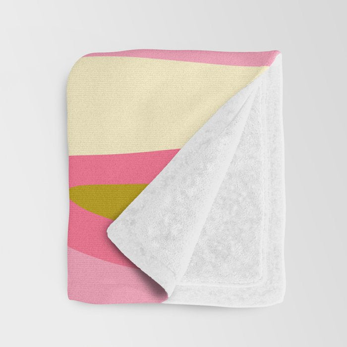 Abstract Wild Stripes Pattern in Pink and Olive Yellow Throw Blanket Gallery Image 3