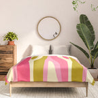 Abstract Wild Stripes Pattern in Pink and Olive Yellow Comforter Gallery Image 3