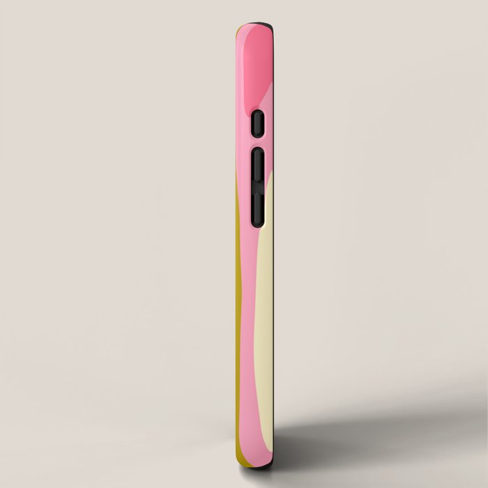 Abstract Wild Stripes Pattern in Pink and Olive Yellow iPhone Case Gallery Image 2