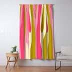 Abstract Wild Stripes Pattern in Pink and Olive Yellow Window Curtain Gallery Image 5